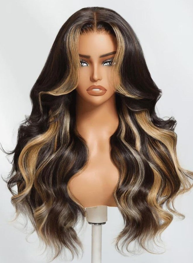 UNICE Bye Bye Knots Glueless Wig 7x5 Pre Cut Lace Front Wigs Butterscotch Highlights Brown Loose Wave Human Hair Put on and Go Wig Pre Plucked Bleached Invisible Knots 150% Density 16 Inch - Image 4